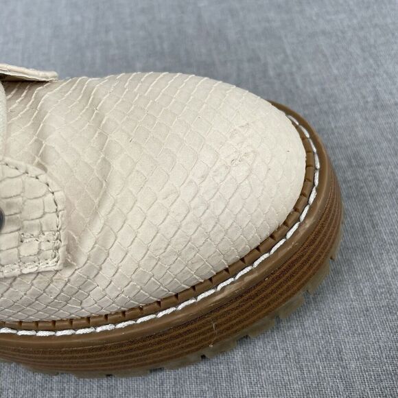 MIA Boots Womens 7.5 Cream Faux Leather Snake Embossed Combat Platform Y2K 90s - Picture 12 of 16